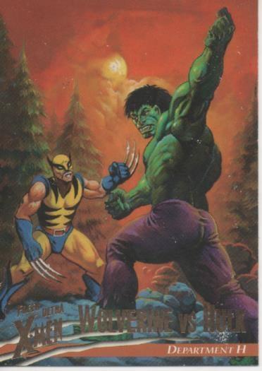 Cromo E001467: Trading Cards. Fleer Ultra X-Men. Wolverine vs Hulk Department H