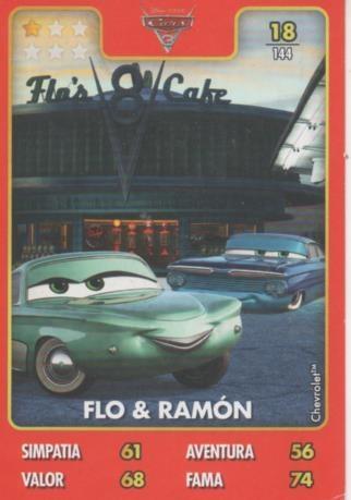 Cromo E001396: Trading Cards. Disney. Pixar. Cars nº 18, Flo y Ramón