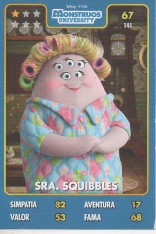 Cromo E001378: Trading Cards. Disney. Pixar. Monstruos University nº 67, Sra. Squibbles 