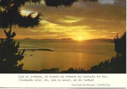 POSTAL L02217: Amanecer con frase de Tagore