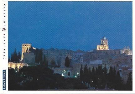 POSTAL L02338: Vista nocturna de la catedral de Tarragona