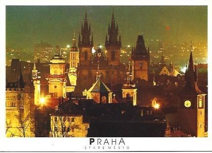 POSTAL L02189: Vista nocturna parcial de Praga