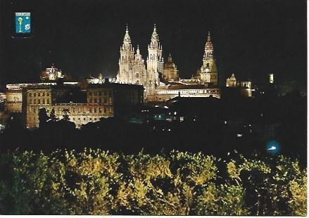 POSTAL L02529: Vista nocturna de Santiago de Compostela