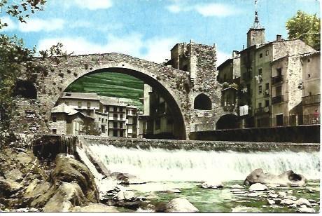 POSTAL L02496: Puente romano sobre el rio Ter. Camprodon