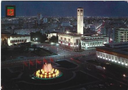 POSTAL L01586: Fuente iluminada en Casablanca, Marruecos