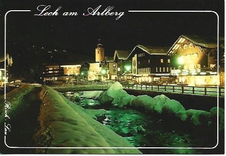 POSTAL L01945: Vista nocturna de Lech, Austria