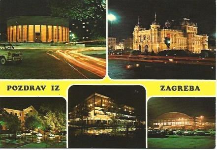 POSTAL L02031: Vistas nocturnas de Zagreb