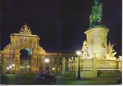 POSTAL L01807: Lisboa. Plaza del Comercio de noche