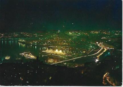 POSTAL L01827: Puerto de Genova, vista nocturna