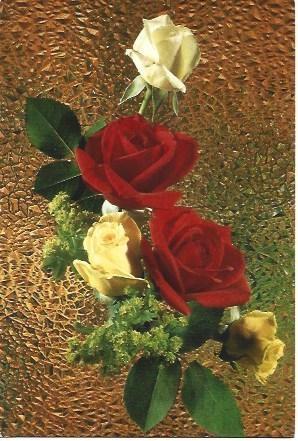 POSTAL L01876: Rosas rojas, amarillas y blancas