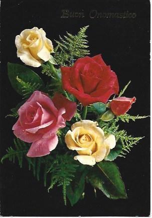 POSTAL L01879: Felicitacion en italiano con rosas