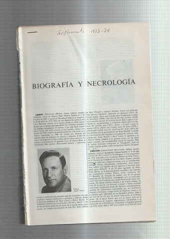 Espasa: Biografia y Necrologia,  publicadas en suplemento anual 1973/1974