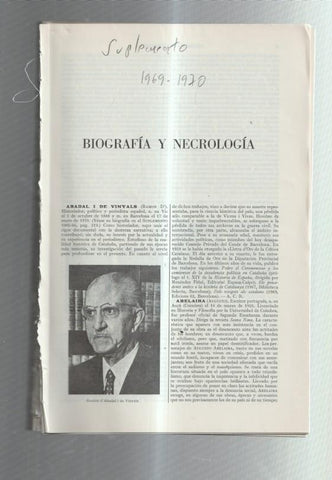 Espasa: Biografia y Necrologia,  publicadas en suplemento anual 1969/1970