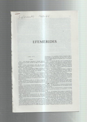 Espasa: Efemerides,  publicadas en suplemento anual 1973/1974