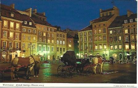 POSTAL L03347: Vista nocturna de la Plaza de Ciudad Vieja en Varsovia