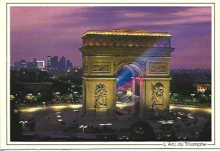 POSTAL L03352: Paris. Vista nocturna del Arco del Triunfo