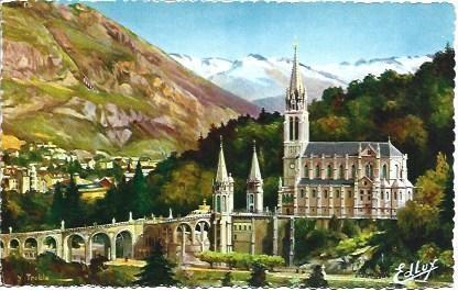 POSTAL L03356: Basilica y Pico de Jer en Lourdes