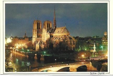 POSTAL L03326: Paris. Vista nocturna de Notre Dame