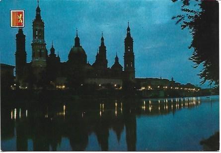 POSTAL L03301: Vista nocturna del Pilar en Zaragoza