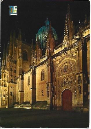 POSTAL L03321: Vista nocturna de la Catedral Nueva de Salamanca