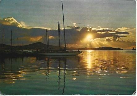 POSTAL L03166: Amanecer en el puerto de Ibiza