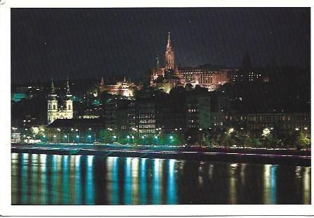 POSTAL L03360: Vista nocturna de Budapest