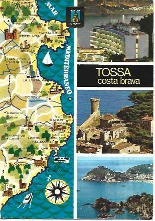 POSTAL L02835: Vistas y mapa de Tossa de Mar