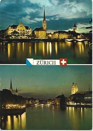POSTAL L03010: Vistas nocturnas de Zurich, Suiza