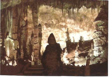 POSTAL L02867: Monje y cactus en las Cuevas del Drach, Mallorca