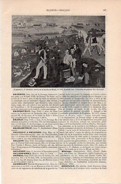LAMINA V10512: El general Skobelev en la batalla de Minsk en 1831, bordado ruso