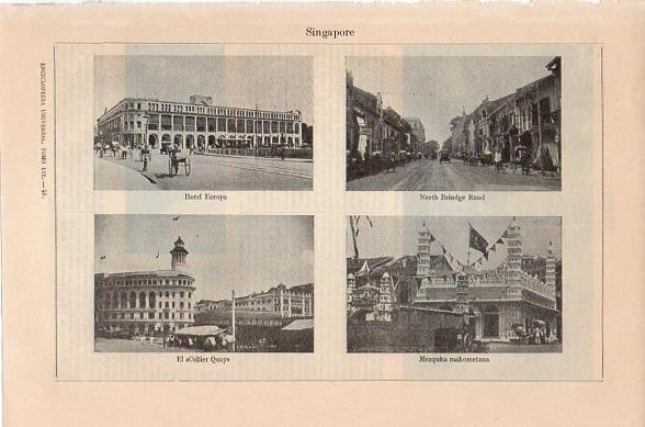 LAMINA V10443: Hotel Europa, North Bridge Road, Coltier Quay y Mezquita en Singapur