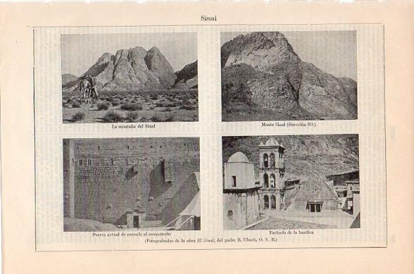 LAMINA V10432: Montaña, monte, puerta del monasterio y basilica del Sinai, Egipto