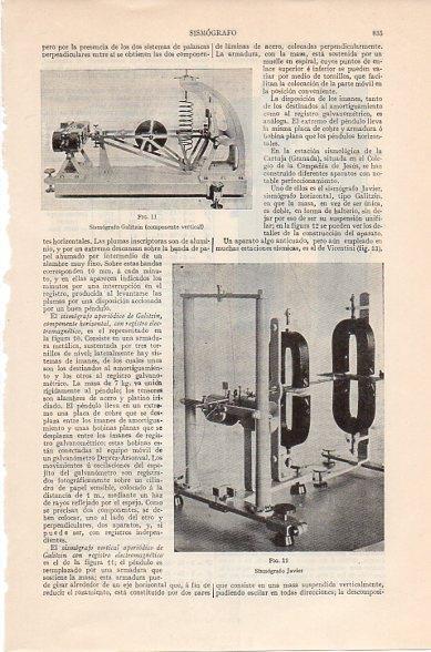 LAMINA V10481: Sismografo Galitzin y sismografo Javier