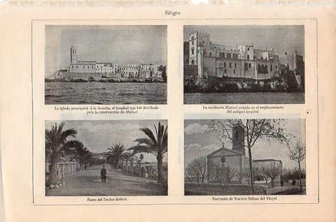 LAMINA V10487: Vistas de Sitges, Barcelona 