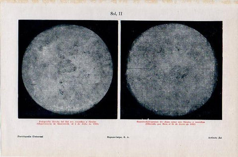 LAMINA V10567: Fotografia del sol el 8 de julio 1892 y Espectroheliograma el 25 junio 1892