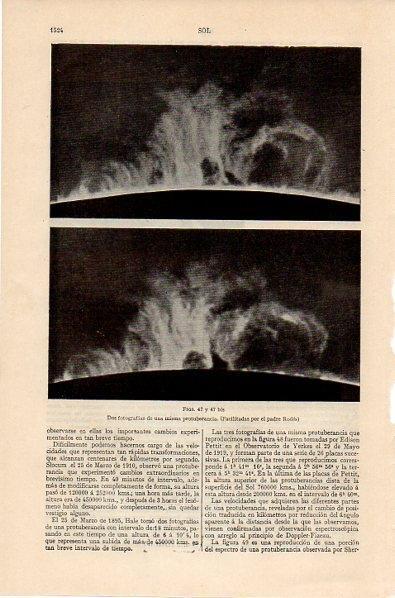 LAMINA V10568: Fotografia protuberancia del sol cedida por el padre Rodes