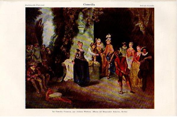 LAMINA V10656: La Comedia Francesa, por Antonio Watteau