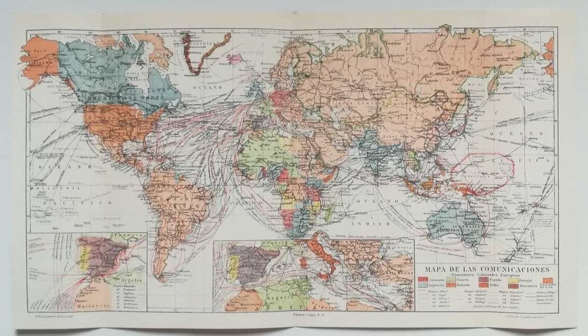 LAMINA V10721: Mapa mundial de las comunicaciones