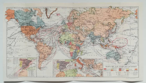 LAMINA V10721: Mapa mundial de las comunicaciones