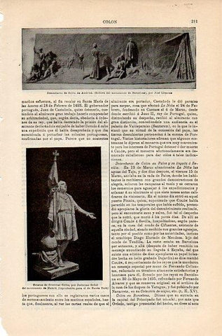 LAMINA V10596: Desembarco de Colon en America relieve por J. Llimona