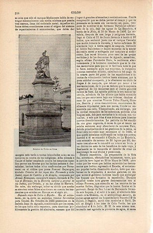 LAMINA V10600: Estatua de Colon en Lima