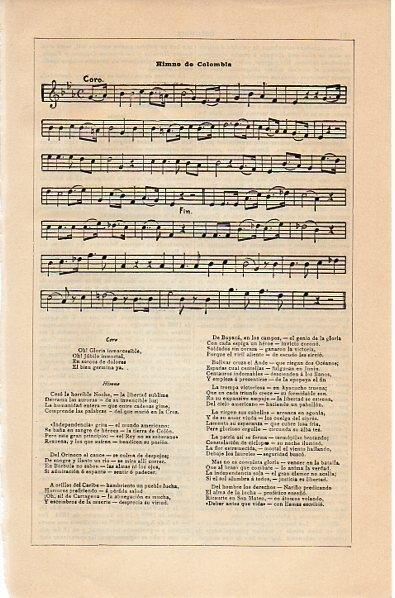 LAMINA V10588: Himno de Colombia