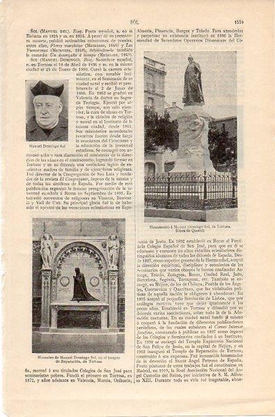 LAMINA V10571: Monumento a Manuel Domingo Sol en Tortosa