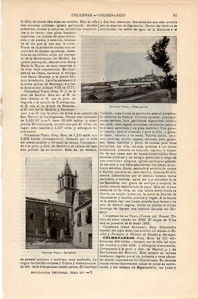 LAMINA V10579: Iglesia y vista de Colmenar Viejo