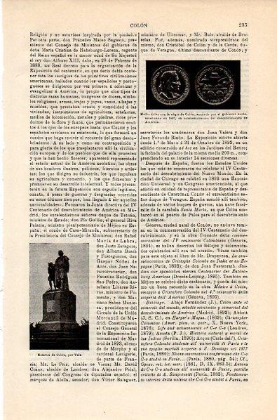 LAMINA V10609: Estatua de Colon, por Vela