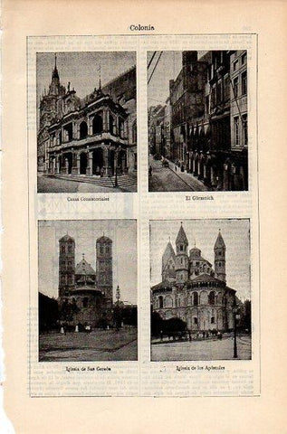 LAMINA V10612: Ayuntamiento e iglesias de Colonia, Alemania