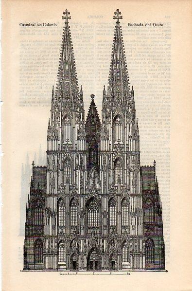 LAMINA V10614: Fachada oeste de la catedral de Colonia, Alemania