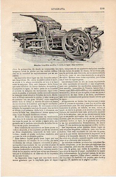 LAMINA V10239: Maquina litografica a vapor