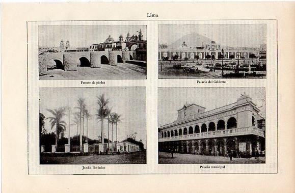 LAMINA V10117: Puente de piedra y Palacios en Lima, Peru