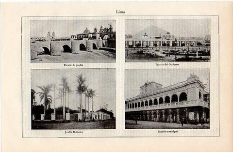 LAMINA V10117: Puente de piedra y Palacios en Lima, Peru